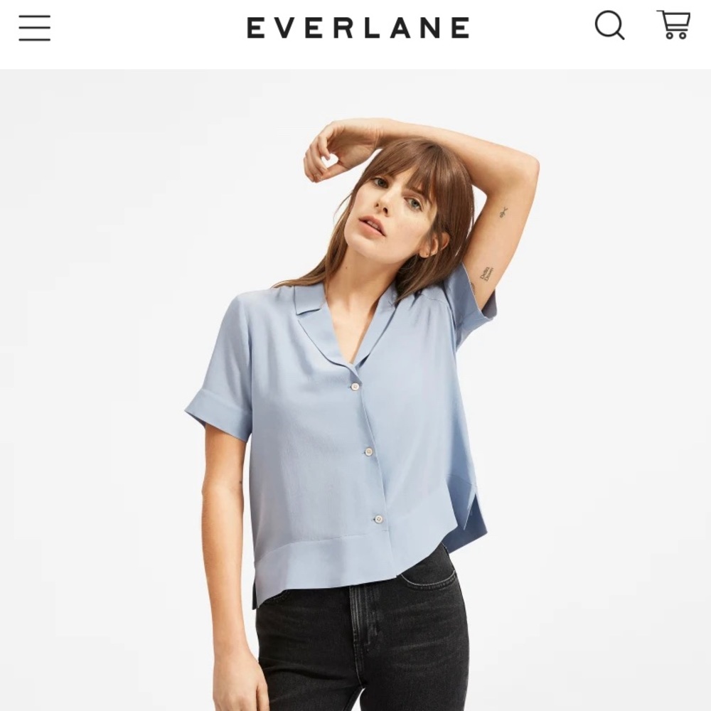 Everlane Silk Notch Shirt in Olive